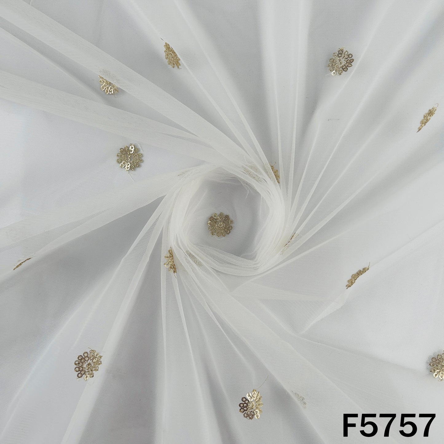 Dyeable Zari Sequins Work Net Fabric - F5757