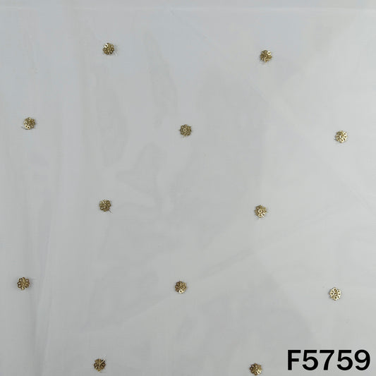 Dyeable Zari Sequins Work Net Fabric - F5759
