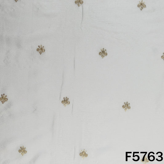 Dyeable Zari Sequins Work Chinnon Chiffon Fabric - F5763