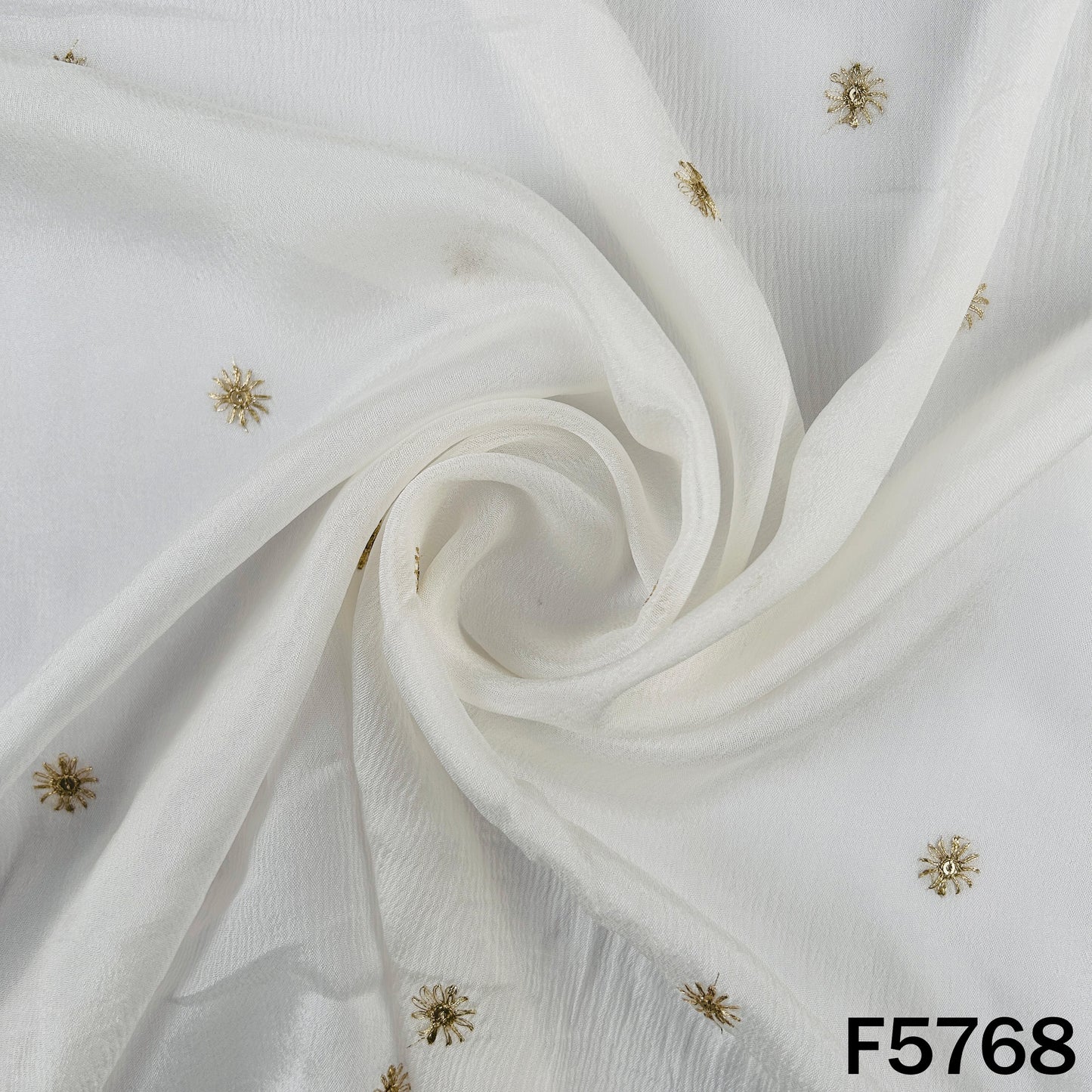 Dyeable Zari Sequins Work Chinnon Chiffon Fabric - F5768