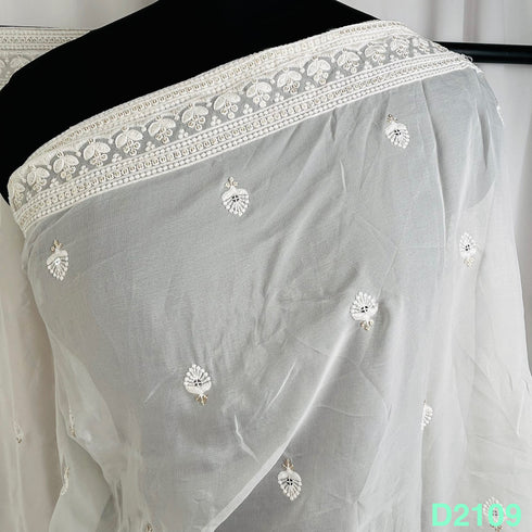 Thread Sequins Work Organza Dupatta-D2109