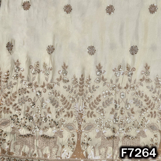 Dyeable Cut Dana Zari Sequins Embroidered Shimmer Tissue Fabric - F7264