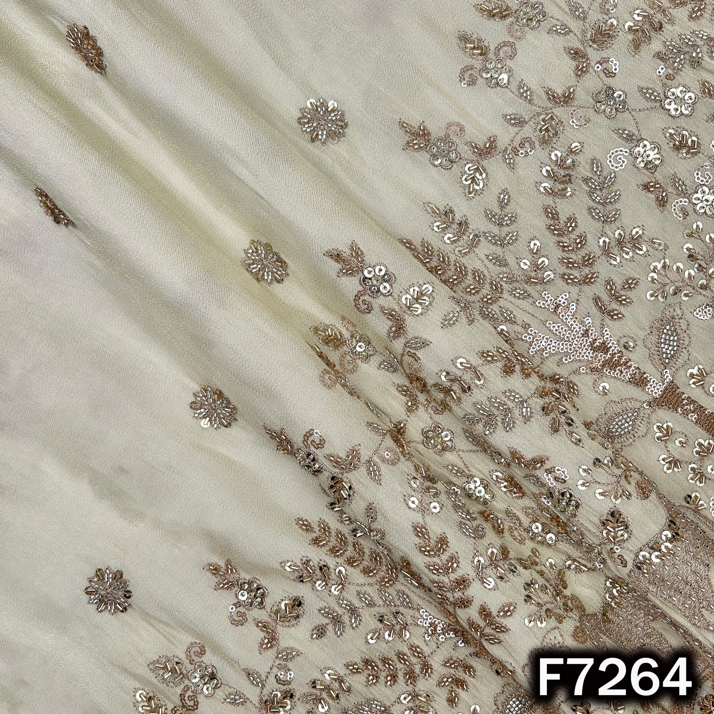 Dyeable Cut Dana Zari Sequins Embroidered Shimmer Tissue Fabric - F7264