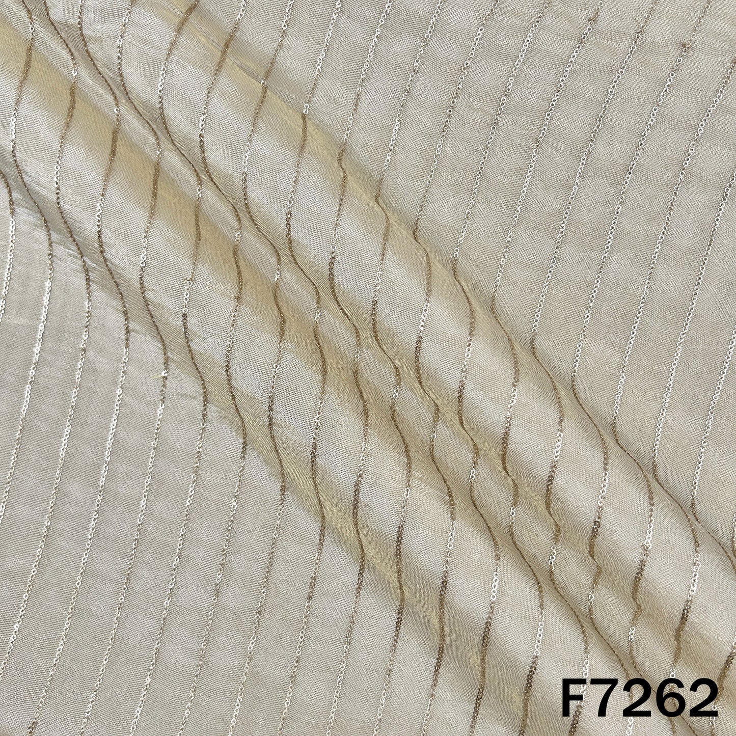 Dyeable Zari Sequins Embroidered Shimmer Tissue Fabric - F7262