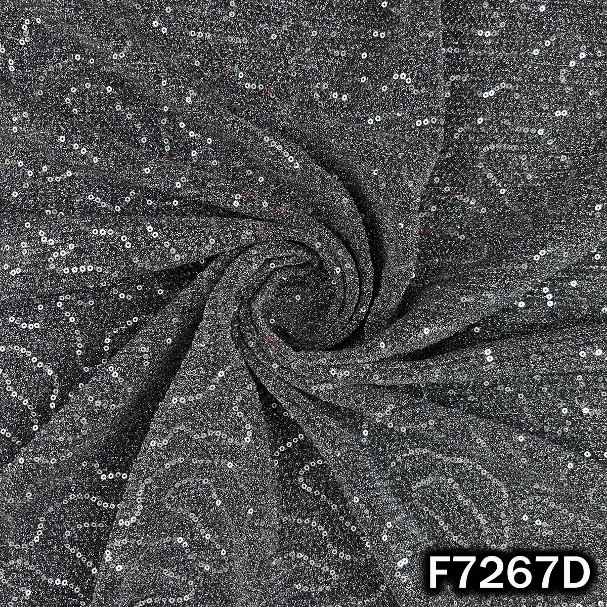 Sequins Embroidered Crush Shimmer Lycra Fabric - F7267