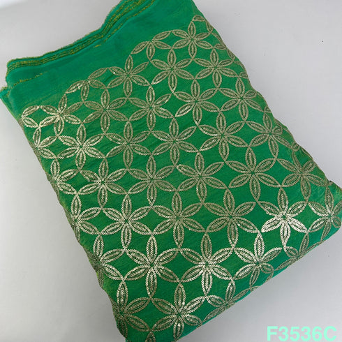 Zari Sequins Embroidered Shimmer Tissue Fabric-F3536