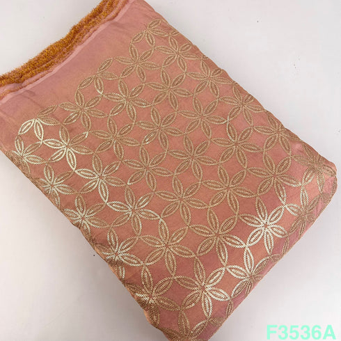 Zari Sequins Embroidered Shimmer Tissue Fabric-F3536