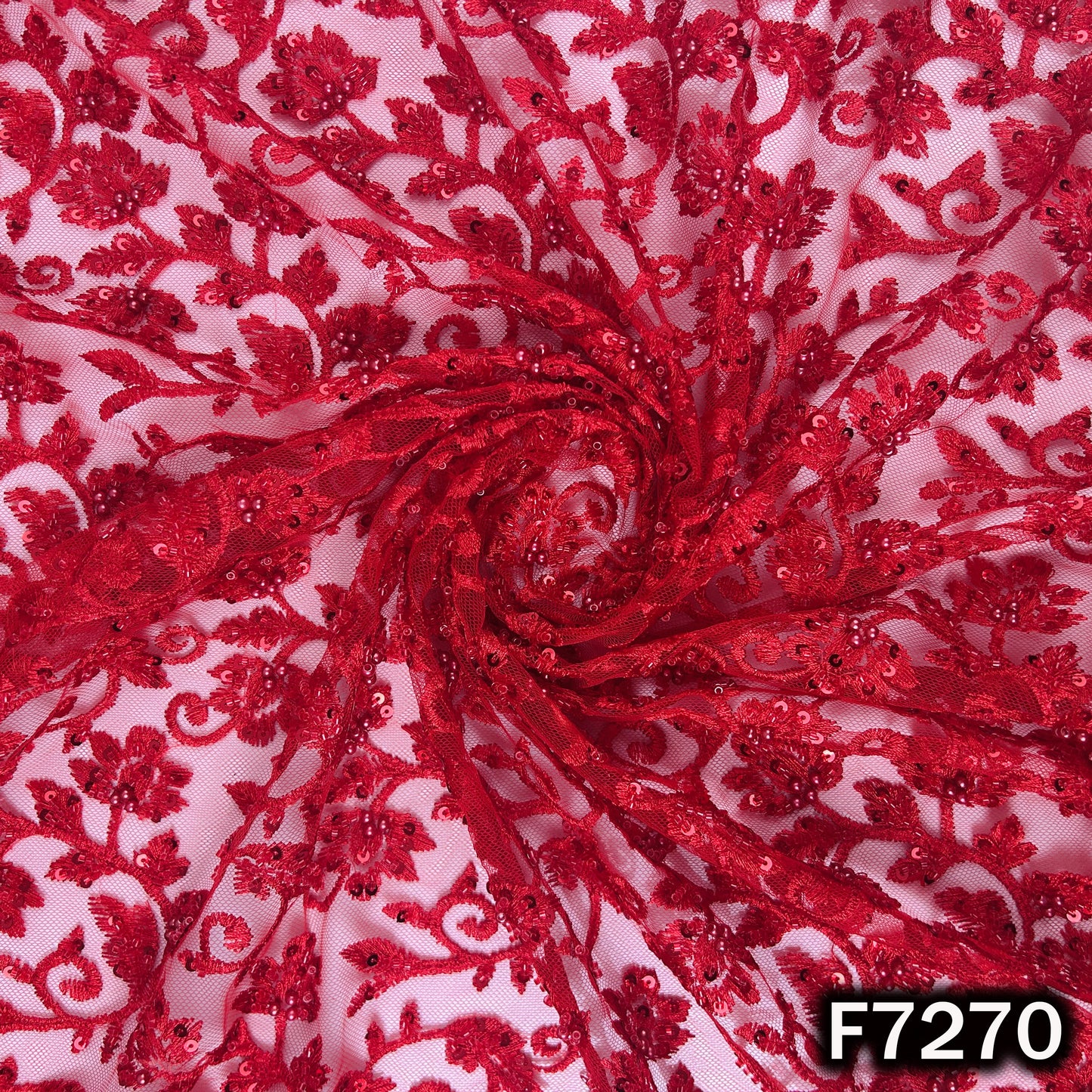 Cut Dana Pearl Sequins Embroidered Net Fabric - F7270