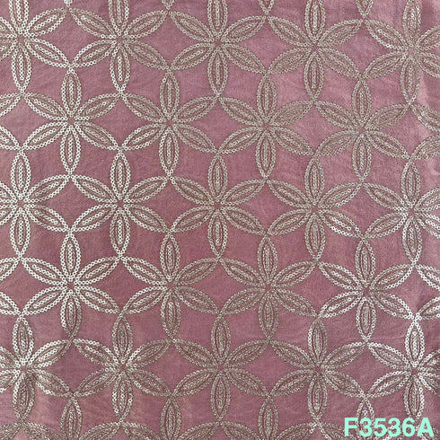 Zari Sequins Embroidered Shimmer Tissue Fabric-F3536