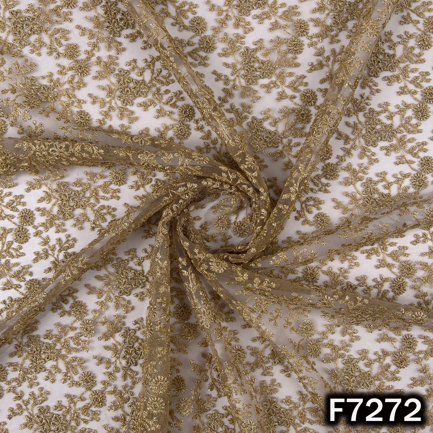 Thread Sequins Embroidered Net Fabric - F7272