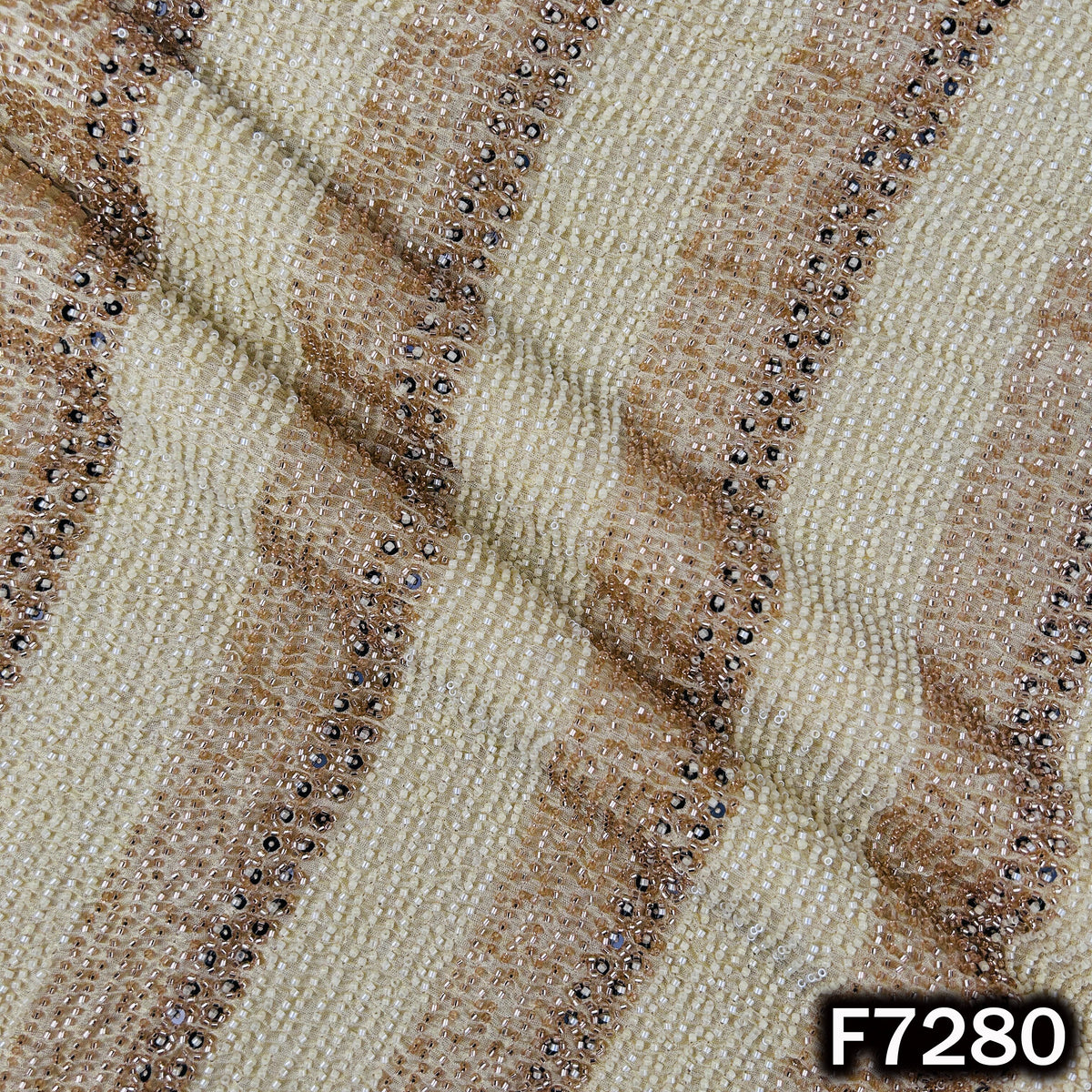 Dyeable Cut Dana Sequins Embroidered Shimmer Tissue Fabric - F7280