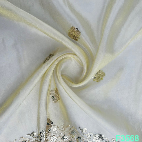 Dyeable Thread Sequins Work Shimmer Tissue Fabric-F3568