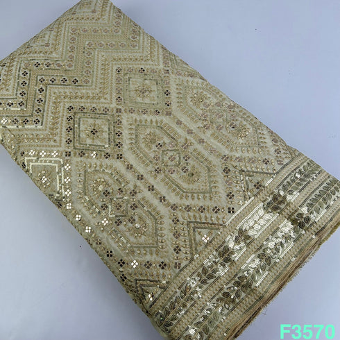 Dyeable Thread Sequins Embroidered Tissue Fabric-F3570