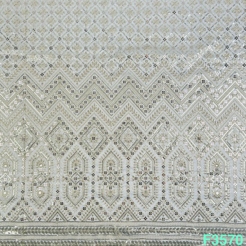 Dyeable Thread Sequins Embroidered Tissue Fabric-F3570