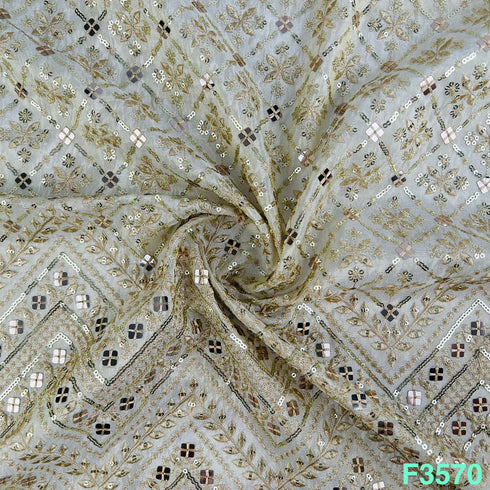 Dyeable Thread Sequins Embroidered Tissue Fabric-F3570