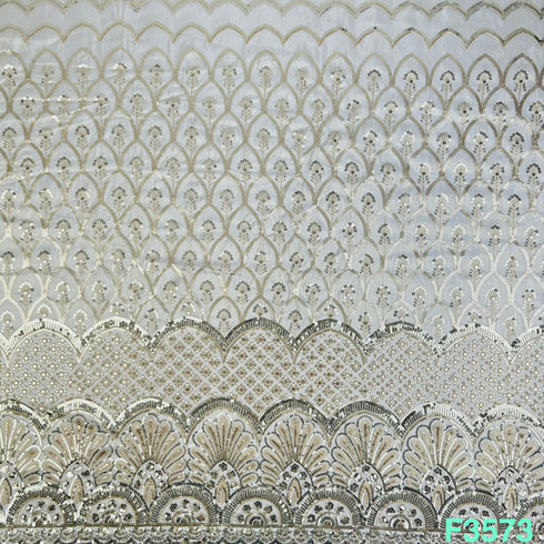 Dyeable Thread Sequins Embroidered Tissue Fabric-F3573