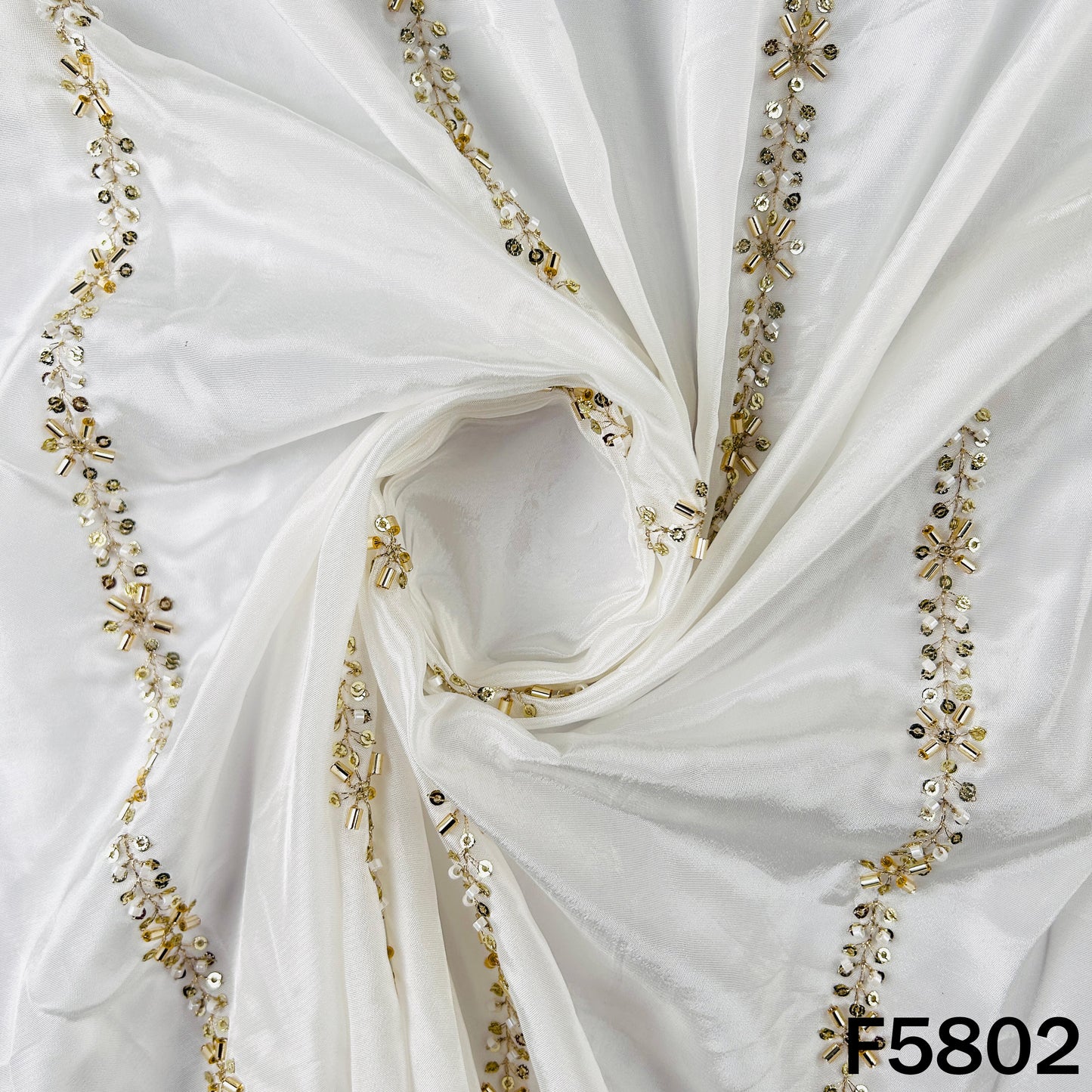 Dyeable Cut Dana Zari Sequins Work Crepe Fabric - F5802