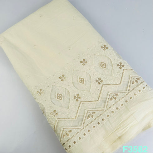 Organza Patch Work Thread Sequins Embroidered Kora Cotton Fabric-F3582