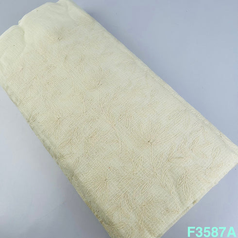 Thread Embroidered Kota Cotton Fabric-F3587