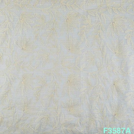 Thread Embroidered Kota Cotton Fabric-F3587