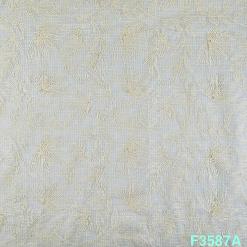 Thread Embroidered Kota Cotton Fabric-F3587