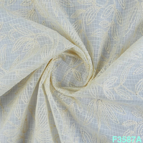 Thread Embroidered Kota Cotton Fabric-F3587