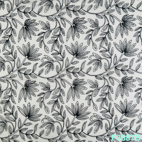 Thread Embroidered Kota Cotton Fabric-F3587
