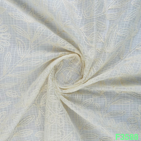 Thread Embroidered Kota Cotton Fabric-F3588