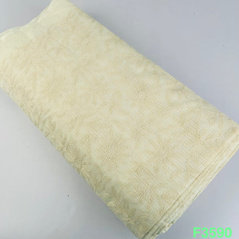 Thread Embroidered Kota Cotton Fabric-F3590