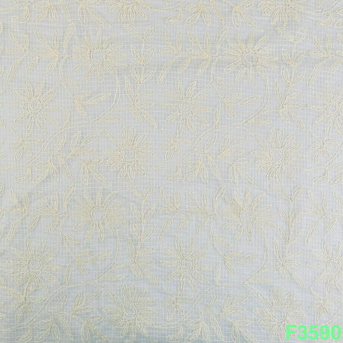 Thread Embroidered Kota Cotton Fabric-F3590