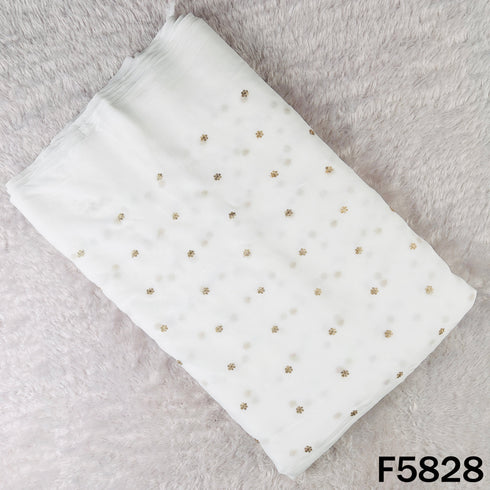 Dyeable Zari Sequins Work Georgette Fabric - F5828