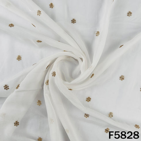 Dyeable Zari Sequins Work Georgette Fabric - F5828