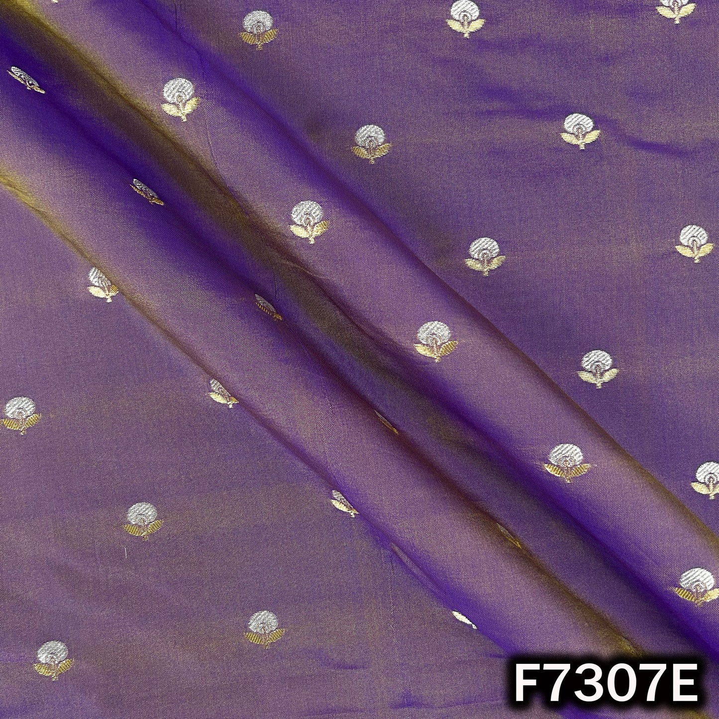 Zari Buti Work Banarasi Silk Fabric - F7307