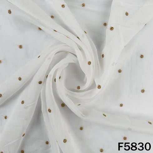 Dyeable Zari Sequins Work Georgette Fabric - F5830