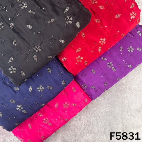 Cut Dana Thread Sequins Embroidered Crepe Fabric - F5831