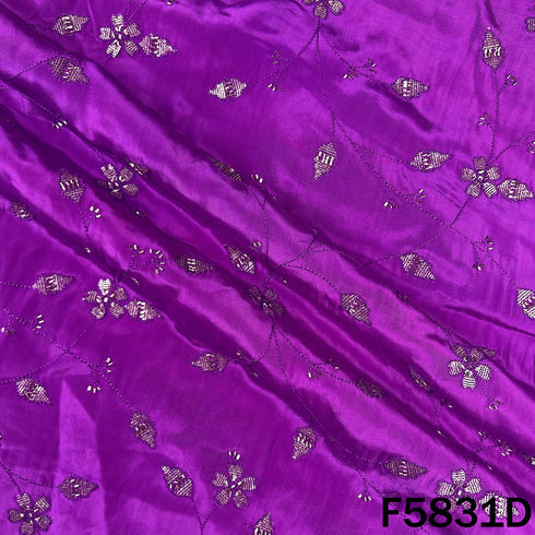 Cut Dana Thread Sequins Embroidered Crepe Fabric - F5831