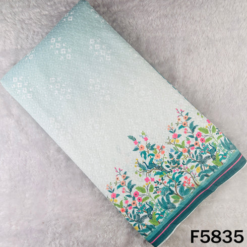 Digital Print Chikankari Sequins Work Cotton Fabric - F5835