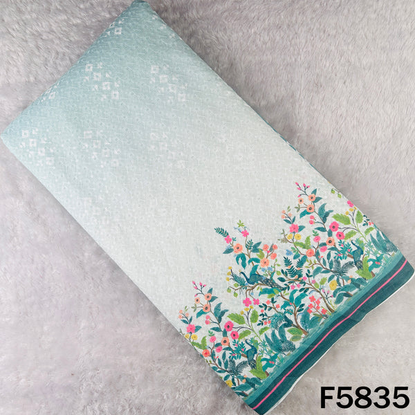 Digital Print Chikankari Sequins Work Cotton Fabric - F5835