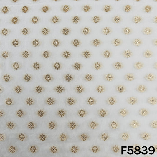 Dyeable Zari Buti Work Georgette Fabric - F5839