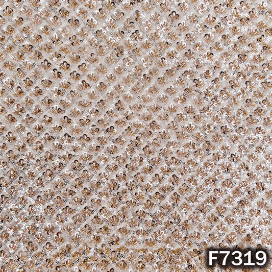 Dyeable Cut Dana Sequins Embroidered Crepe Fabric - F7319