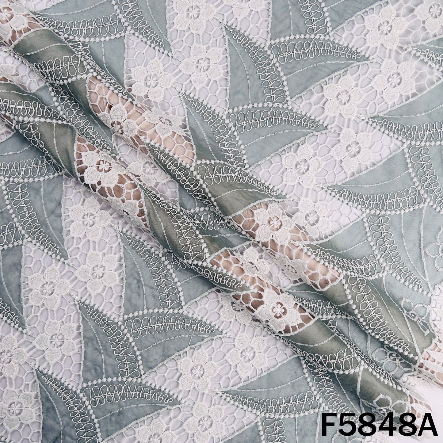 Imported Cut Work Lace Fabric - F5848
