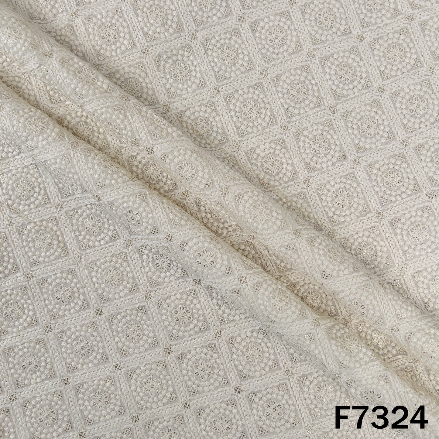 Dyeable Thread Sequins Embroidered Georgette Fabric - F7324
