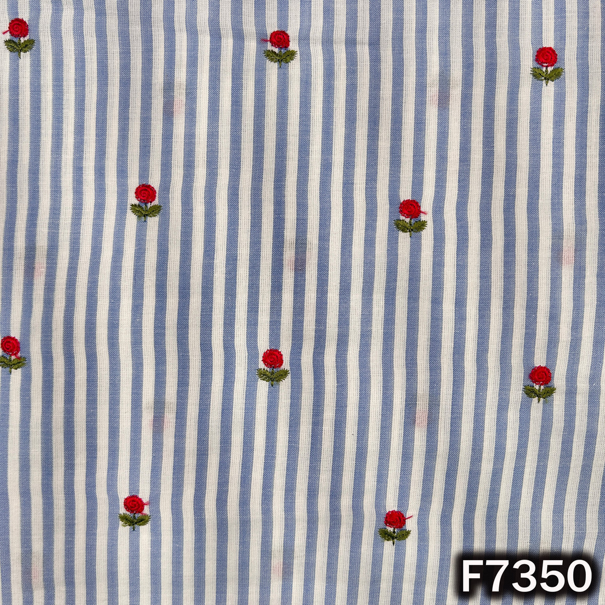 Stripes Thread Work Cotton Fabric - F7350
