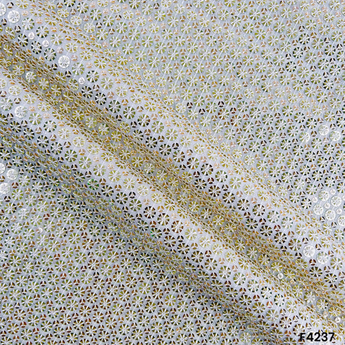 Dyeable Thread Sequins Embroidered Georgette Fabric-F4237