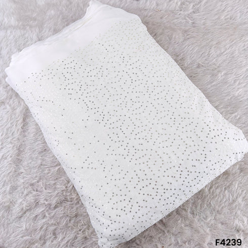 Dyeable Thread Sequins Embroidered Georgette Fabric- F4239