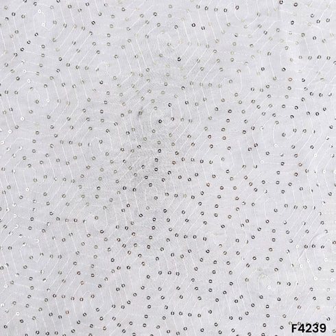 Dyeable Thread Sequins Embroidered Georgette Fabric- F4239
