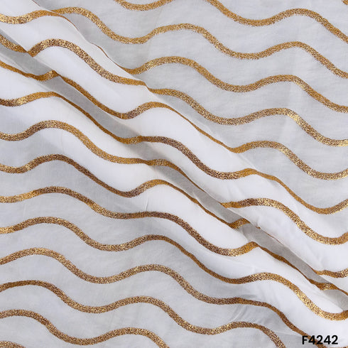 Dyeable Zari Embroidered Georgette Fabric- F4242