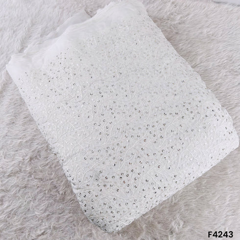 Dyeable Thread Sequins Embroidered Organza Fabric- F4243