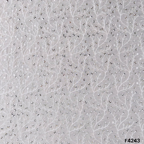 Dyeable Thread Sequins Embroidered Organza Fabric- F4243