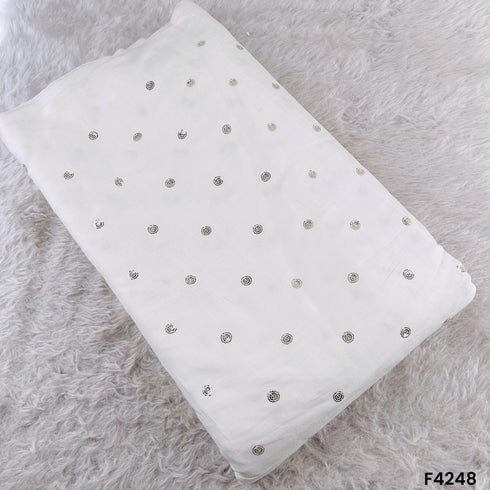 Dyeable Thread Sequins Cotton Silk Fabric- F4248